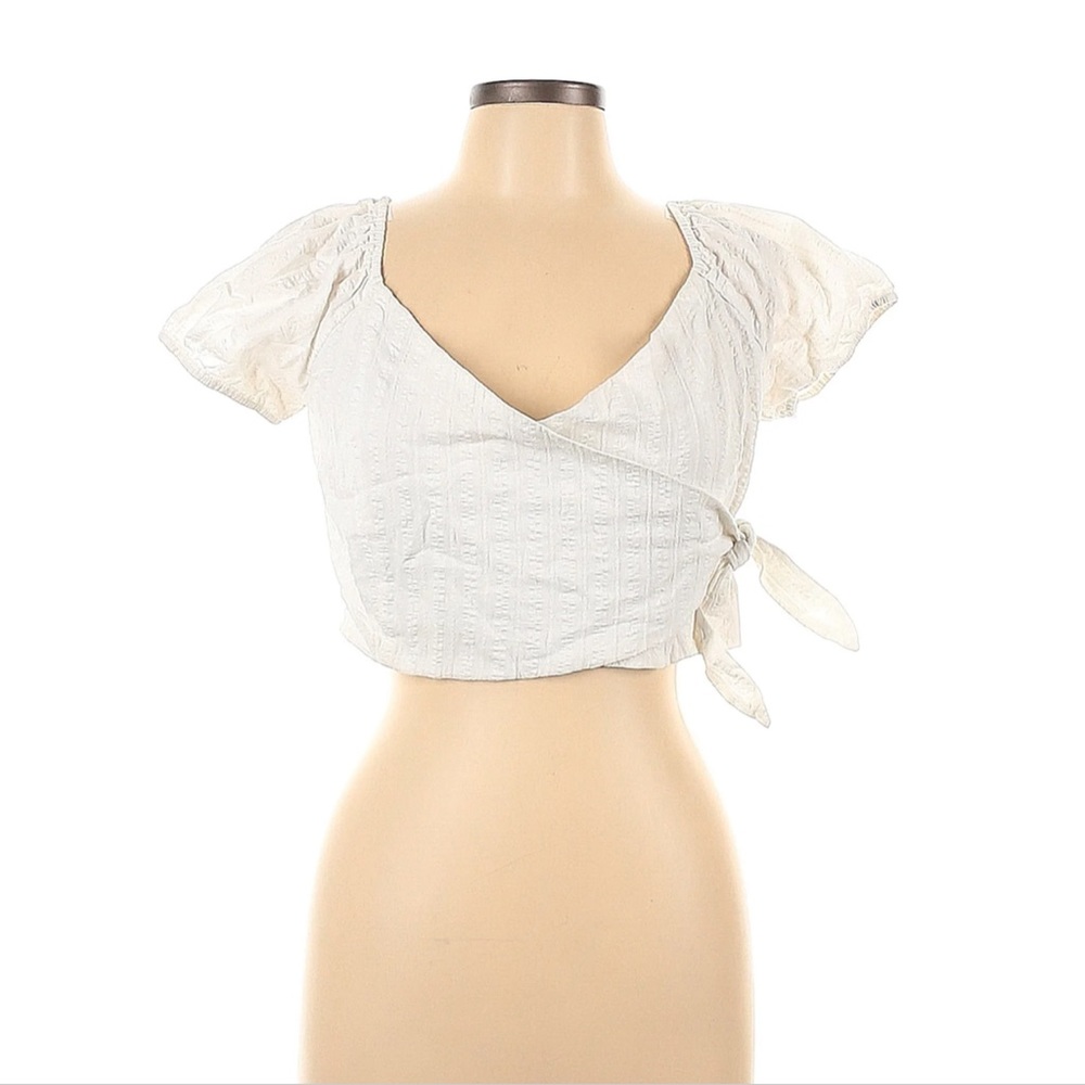 Lottie Moss White Linen tie up Top